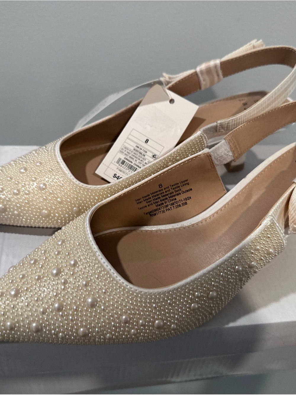 a new day Ivory Pearl-Embellished Slingback Flats
